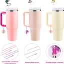 3 x 10 Pcs Stanley Cup Accessories Set, 4 Pcs Stanley Straw Covers10mm+3 Pcs Name Plate Lids for 30 oz +3 Pcs Charms for Handle Tumbler Decorations gifts for girls and daughter