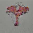 SUUKSESS Women High Waisted Thong Bikini Set Reversible String 2 Piece Swimsuit, Size Large