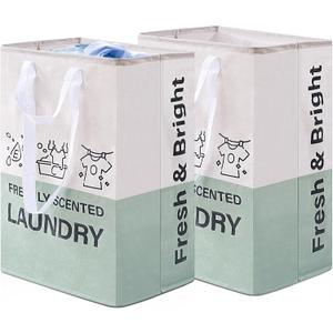 ELONG HOME Laundry Baskets, 92L Freestanding Laundry Basket with Handles, Waterproof Tall Collapsible Clothes Hamper for Dorm, Bedroom, Bathroom, Set of 2