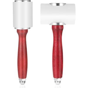 2 Pack Leather Carving Hammer, Nylon Wood Handle Leathercraft Mallet Leather Carving Mallet Hammer for DIY Stamping Sew Leather Cowhide Working Tools