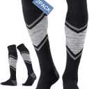 FITRELL 2/3 Pack Merino Wool Ski Socks for Snowboarding, Full Cushioned Winter Thermal Knee-high Warm Socks for Men and Women (X-Large, Black1)