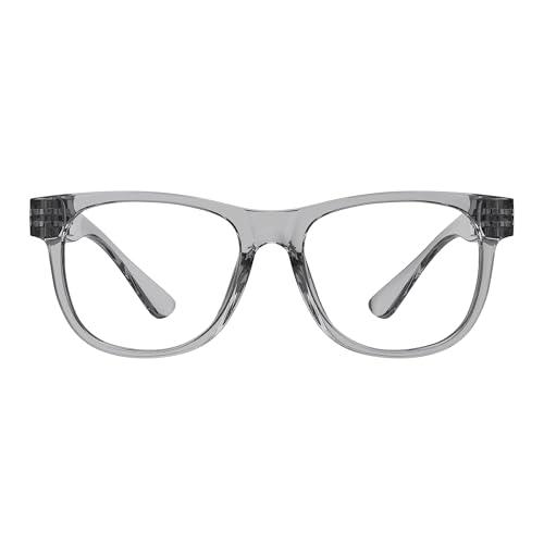 Eyekepper Metalless Reading Glasses with Screwless Spring Hinges Large Frame Readers for Men Grey +1.25