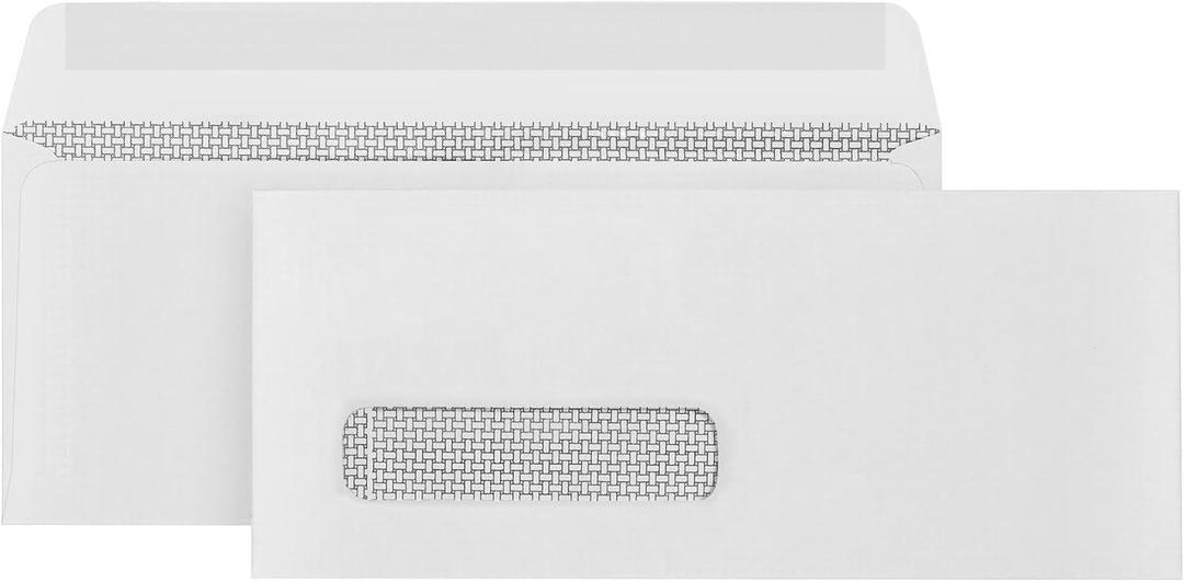 500#9 Single Window Security Envelopes, Thick Gummed Seal, Designed for Secure Mailing of Payroll Checks, QuickBooks Invoices, Return Mail, and Business Statements - 3 7/8 x 8 7/8