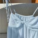 SOLY HUX Women's Summer Cami Tops Tie Shoulder Spaghetti Strap Ruched Peplum Ruffle Camisole Top (Blue, S)