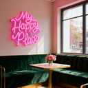 My Happy Place LED Neon Sign - USB Powered Dimmable Neon Light for Bedroom Living Room Home Dorm Decor Party Wall Table Art Decorations for Teen Girls Adults 11 x 9.8 In