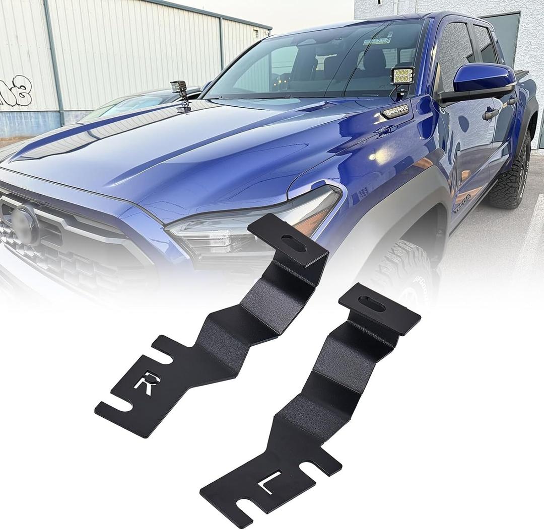 No-Drill A-Pillar Ditch Light Brackets for 2016-2026 Toyota Tacoma & 2025-2026 Toyota 4Runner, Bolt-On Hood Mount Kit for Off-Road LED Pod Lights