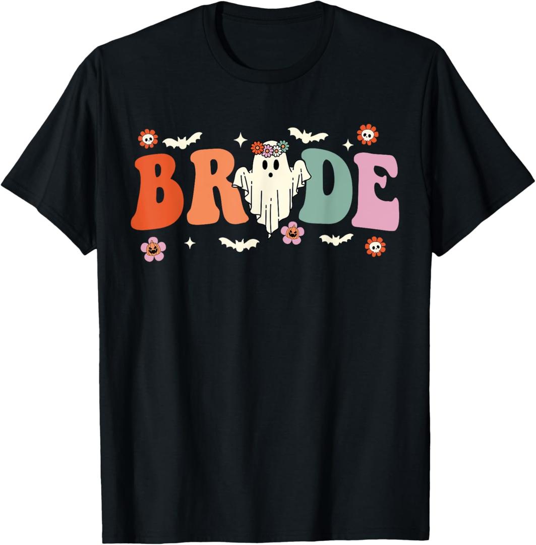 Bride Let's Go Ghouls Ghost Halloween Spooky Bachelorette T-Shirt, L
