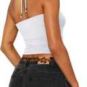 REORIA Women's Sexy Halter Backless Double Lined Tank Top Y2k Trendy Camisole Crop Tops (White, XS)