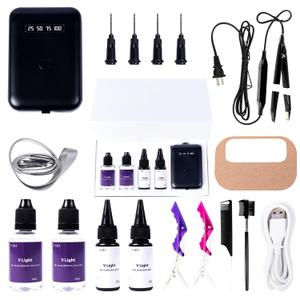 V Light Hair Extensions Kit Mini V Light Hair Extension Set With V Light Lamp*1 V light glue*2 Hair Extensions Remover*2 VLight Remover Machine*1 comb*1 clip*2 for Salon Hairstyles(Black machine set)