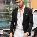 COOFANDY Men's Blazer Casual Sport Coats Slim Fit One Button Suit Jacket Lightweight Sports Jacket (Black, L)