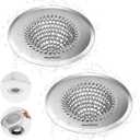 TRAPMATE 2 Pack Bathroom Sink Drain Strainer, 4.4" Fast Drainage Shower Drain Hair Catcher, Anti-Slip Bathtub Drain Hair Catcher, Stainless Steel Shower Drain Cover for Tub, Sink (Patented Product) (Silver Silver)