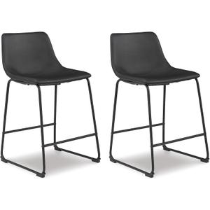 Signature Design by Ashley Centiar 24" Counter Height Modern Bucket Barstool, 2 Count, Black