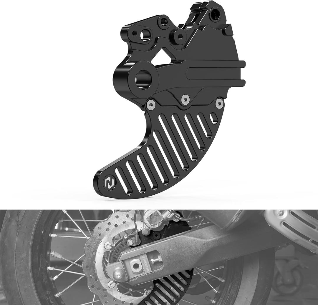 NICECNC Black Rear Brake Disc Guard Protector Compatible with Yamaha Tenere 700 /XTZ700 2019 2020 2021 2022 2023 2024, 6061-T6 Aluminum, Anodization, CNC, Tenere 700 Accessories