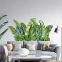 Giant Tropical Palm Leaf Wall Stickers Peel and Stick - Tropical Green Leaves Wall Decals Removable - Vinyl Jungle Wall Decal Decor for Living Room Bedroom Bathroom