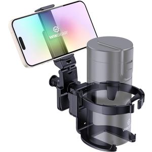 WixGear Stroller Cup Holder with Phone Stand, Cup Holder for Walker and Wheelchair, Versatile Cup Phone Holder for Stroller, Easy Install and Secure Grip for Mobility Aids