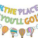 Oh The Places You'll Go Decorations Banner, NO-DIY Colorful Dr Decorations Banner, Oh The Places You'll Go Graduation Decorations Banner for Kindergarten Preschool Graduation Decorations