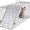 Humane Live Animal Cage Trap, Heavy Duty, Catch and Release for Raccoons, Cats, Squirrels, Rabbits, No Assembly Required (24 in Silver)
