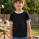 ZDC Boys Short Sleeve T Shirts 2026 Kids Summer Crewneck Color Block Tops Fashion Tees 5-14 Years Orange (Orange)
