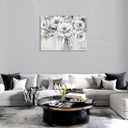 Woxfcart White Flower Canvas Wall Art, 24 x 32 Inch Black White Gold Floral Vase Print Modern Home Decor for Living Room Bedroom, Ready to Hang