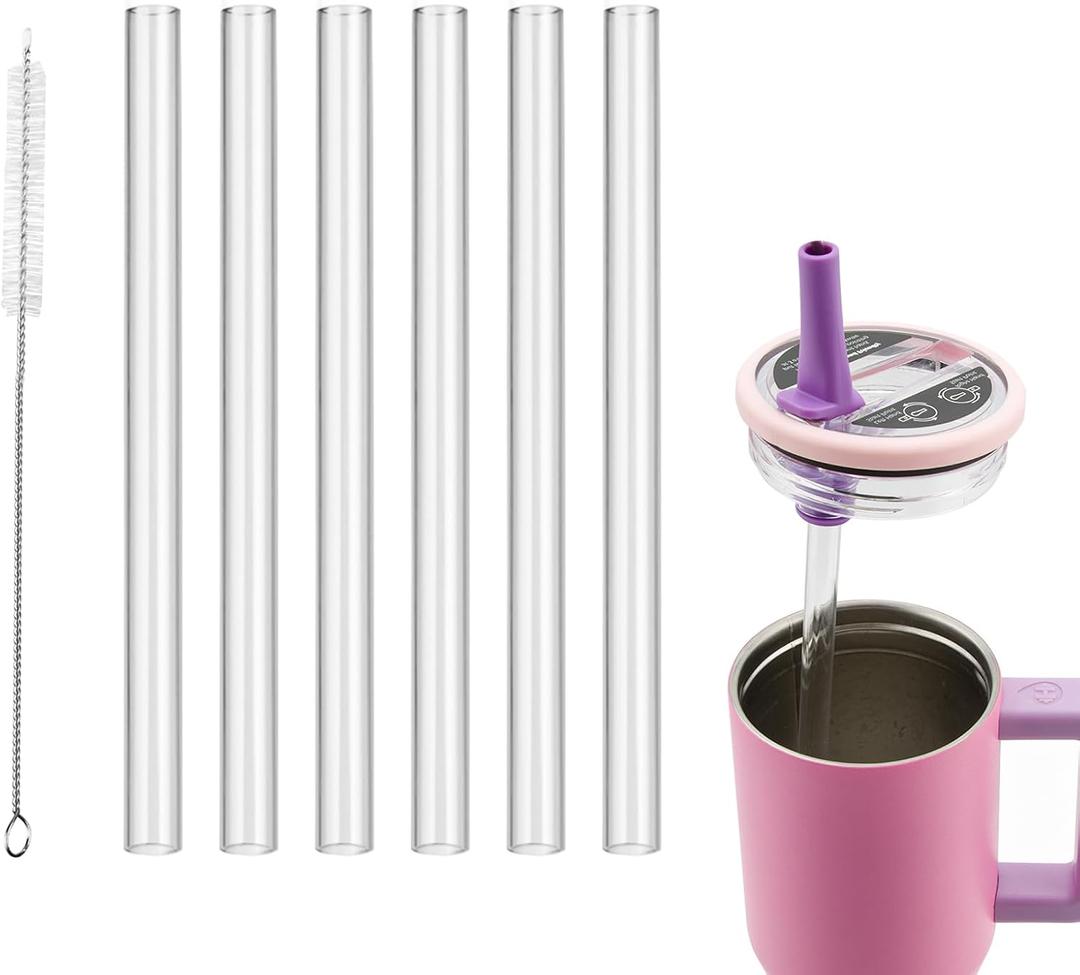 Replacement Flip Straw Compatible with Hydrojug 20 oz Kids Traveler Water Bottle, 6 Straws with 1 Brush, BPA Free Plastic, Diswasher Safe(FIT 20OZ ONLY)