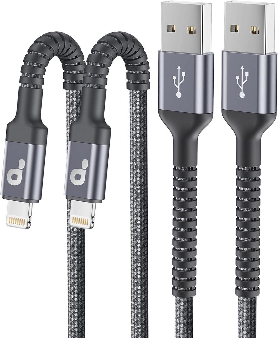 iPhone Charger Cable 2Pack 6FT, Nylon Braided Lightning Cable, [Apple MFi Certified] Fast Charging iPhone Charger Cord Compatible with iPhone 14 13 12 11 Pro Max XR XS X 8 7 6 Plus iPad and More (Grey)