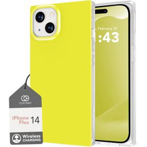 Cocomii - Rectangle Case Compatible with iPhone 14 Plus/15 Plus - Solid Color, Fashionable Hues, Glossy, Women Girls Men, Protective Phone Case for iPhone 14 Plus/15 Plus 6.7 inch, Neon Yellow