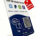 Pay Here Sign  Multi-Link NFC Tap & QR Scan to Pay Sign, Venmo, PayPal, Cash, Zelle, Cash App, NFC QR Code Acrylic Stand, Works Like Review Tap Card & Social Media Sign, No App or Fees, Easy Setup