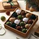 24 Pcs Velvet Christmas Ornaments 2.36 Inch Neutral Shatterproof Plastic Velvet Balls Flocked Ornaments for Christmas Tree Hanging Decorations(Dark Green, Sage Green, Beige, White, Brown)