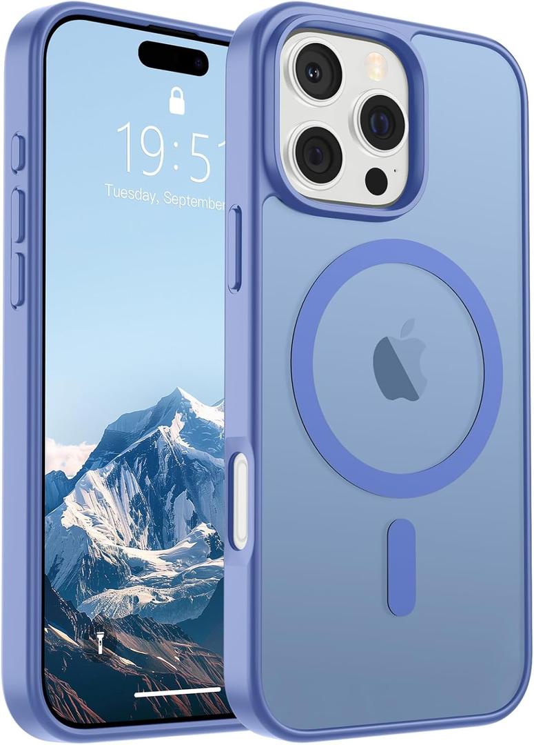 SUPFINE Magnetic for iPhone 16 Pro Case (Compatible with MagSafe) (Military Grade Drop Protection) Slim Translucent Matte Shockproof with Anti-Fingerprint Phone Case,Blue Purple