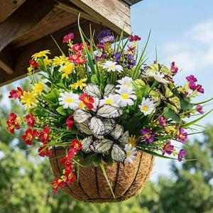 Artificial Flowers for Outdoor, 12 Bundles Mix UV Resistant Fake Flowers | No Watering Needed, Fade Resistant, Bendable & Flexible, Easy Diy Freely, Maintain Beauty Long-Term, Brighten Up Any Space