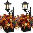 Solar Lamp Post Light with Planter – 2-in-1 Outdoor Solar Light & Flower Pot, Waterproof Glass, Wall Mount or Freestanding, 3000K Warm Auto-On for Patio Porch Backyard Pathway Front Door 2 Pack, Standard