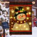 Lighted Christmas Garden Flag for Outside, Led Snowman Garden Flag, Winter Yard Flag 28x40 Double Sided for Outdoor Yard Porch Lawn Decor