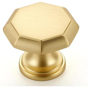 Ravinte 10 Pack Brushed Brass Kitchen Cabinet knobs Single Hole Drawer Pulls for Bathroom, Dresser Drawer and Cupboard Hardware