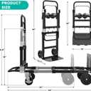 3-in-1 Folding Hand Trucks, 500lbs Convertible Dolly, Dolly Cart with Wheels Heavy Duty, Moving Cart with Retractable Handle, Collapsible Trolley for Moving Office/Home/Warehouse/Boxes/Cartons (Black)