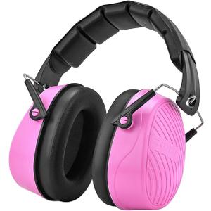 ZOHAN 019 Noise Cancelling Headphones for Adult - NRR 28dB Hearing Protection for Working, Shooting, Mowing, Autism (2 Pack pink)