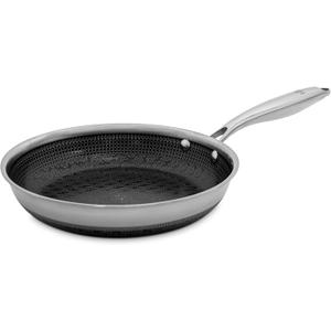 Hell's Kitchen Hybrid 9.5-Inch Frying Pan, Tri-Clad Stainless Steel & PFAS-Free Ceramic Nonstick, no PFOA, no PTFE, no Teflon, Non-Toxic Cookware, Metal Utensil Safe, All Cooktops, Oven Safe | Tri Clad Stainless Steel Frying Pan, PFAS Free Ceramic Nonstick, No PFOA Or PTFE, Metal Utensil Safe, Oven Safe