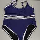 Herseas Bikini Sets for Women Shell Stitch Swimsuits 2026 Summer Plus Size High Waisted Stretchy Bathing Suits Modest Pool Swimming Essentials Blue Beach Vacation Clothes Large