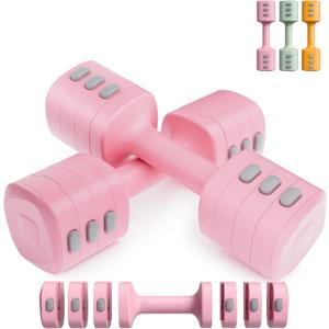 Adjustable Dumbbell Set of 2, 4 in 1 Free Weights with Fast Adjustment, Each 2.2lb/ 3.3lb/ 4.4lb/ 5.5lb Hand Weights Set for Home Gym & Outdoor Exercise Training