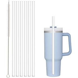 Replacement Straw Compatible with Stanley 40 oz 30 oz Cup Tumbler, 6 Pack Reusable Straw with Cleaning Brush, Plastic, Clear