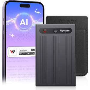 AI Voice Recorder, Note Voice Recorder Free Transcribe & Summarize with App Control, Support 152 Languages, 64GB Memory, Audio Recorder for Lectures, Meetings, Calls, Black