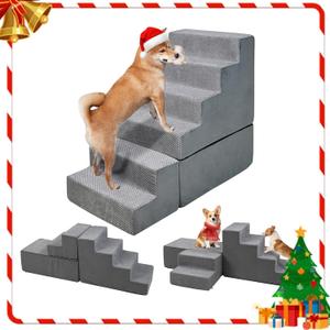 30 Inches Dog Steps&Stairs for High Bed up to 30-36 Inches Tall Bed, 6 Steps Dog Stairs Dog Ramps Pet Stairs for Small Dogs Cat Older Pets, 30D Density Foam, No Assembly Required