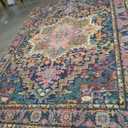 Kokia 10x14 Washable Black and Pink Area Rugs with Vintage Orient Design, Soft Rug for Living Room or Bedroom, Non-Slip Low Pile Stain Resistance Features, Distressed Medallion Pattern