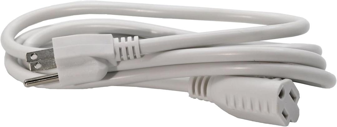 6-Foot White Power Extension Cord EXTCORD6FT-WH, Plug Extension Outlet Supports 2-Prong and 3-Prong Devices, Heavy-Duty Power Cord with Single Electrical Outlet