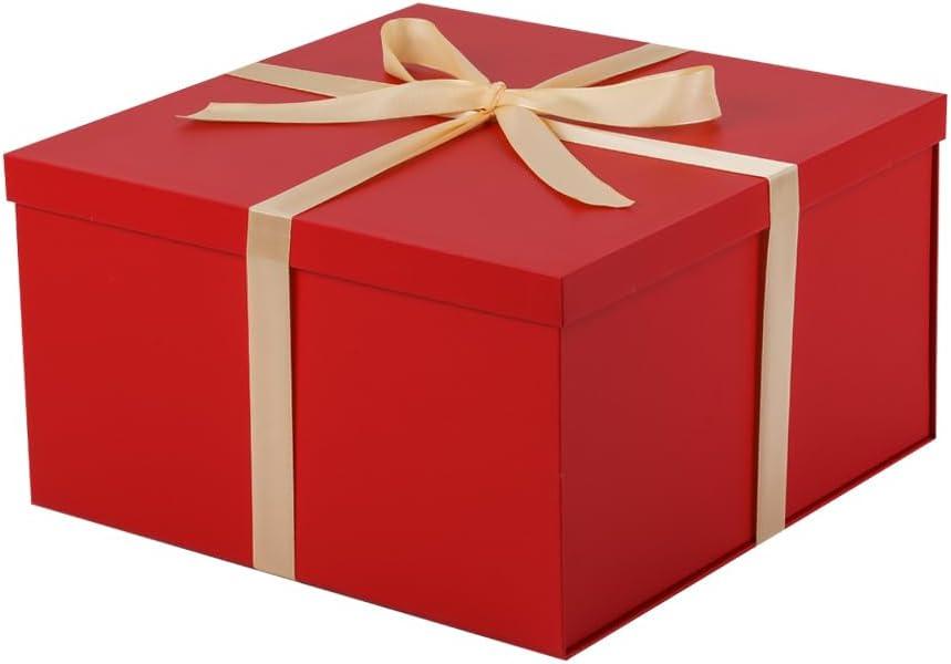 UoeRing 1Pcs Red Extra Large gift box with lids 13137 Inches gift boxes for presents,Birthday Box (include Ribbon, Paper Shred Filler Gift Card & Envelopes)