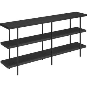 Henn&Hart 64'' Wooden Rectangular Console Table Entryway Table, Sofa Table with Wooden Shelves for Entryway, Living Room, Couch, Hallway, or Office, Black Grain.