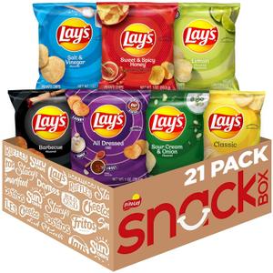 Lay's Potato Chips Variety Pack, 1 oz Bags, (21 Pack) (Packaging and Formula May Vary), BB 16/2025