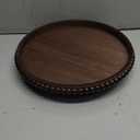 Wooden Serving Tray: 12in Brown Round Wood Butler Decorative Tray Candle Holder Trays Centerpiece Farmhouse Ottoman Tray for Decor Countertop Home Decor Accessories for Coffee Table