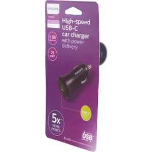 Philips USB Car Charger With Two Ports, With USB-A And USB-C