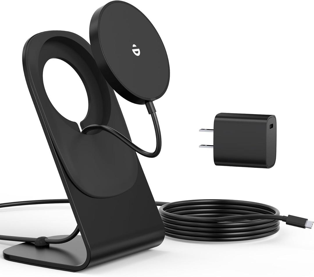 Magnetic Wireless Charger for iPhone 16/15/14/13/12 - Mag Charger+20W USB C Adapter, Fast Wireless Charging Stand/Pad with 5ft Cable for iPhone 16/15/14/13/12 Pro Max Plus Mini, Mag-Safe-Black