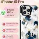 Lotadilo for iPhone 15 Pro Case for Women - Girls Kawaii Design Compatible with Magsafe Magnetic Ring Holder Stand Blue Flower Phone Covers Aesthetic Girly TPU Funda for 15 Pro